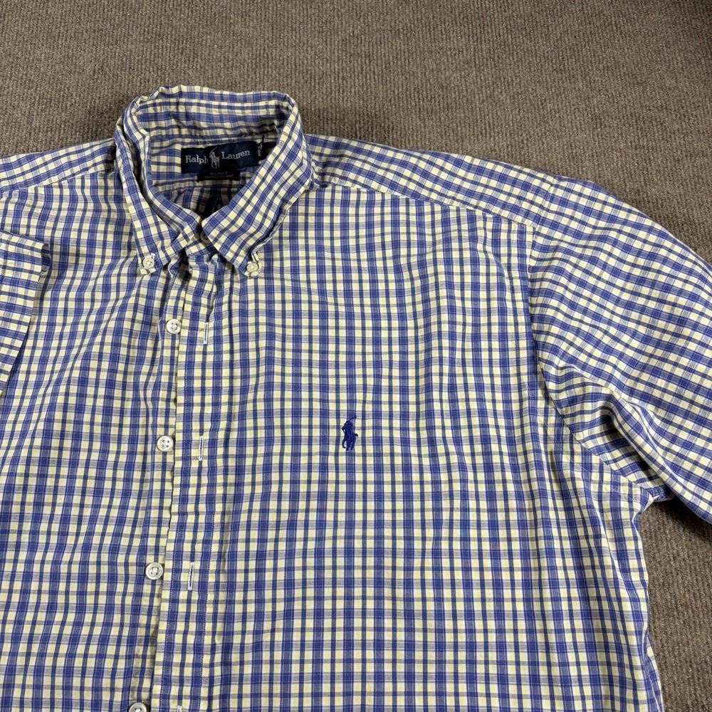 Vintage Polo Ralph Lauren Blake Short Sleeve Shirt Plaid Button Down Men's L - Picture 3 of 7